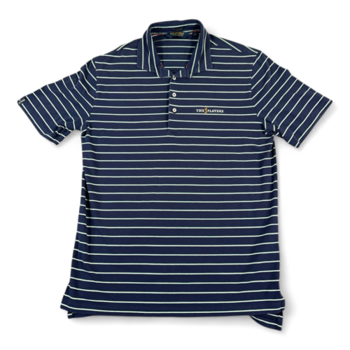 Ralph Lauren Polo Golf Shirt Blue Green Stripes The Players Tournament Adult LARGE