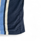 Vintage John Ashford Polo Shirt Blue Brown Stripes Linen Blend 90s Adult MEDIUM