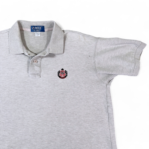 Vintage La Mode Polo Shirt Gray Golf Crest USA Made 90s Adult LARGE
