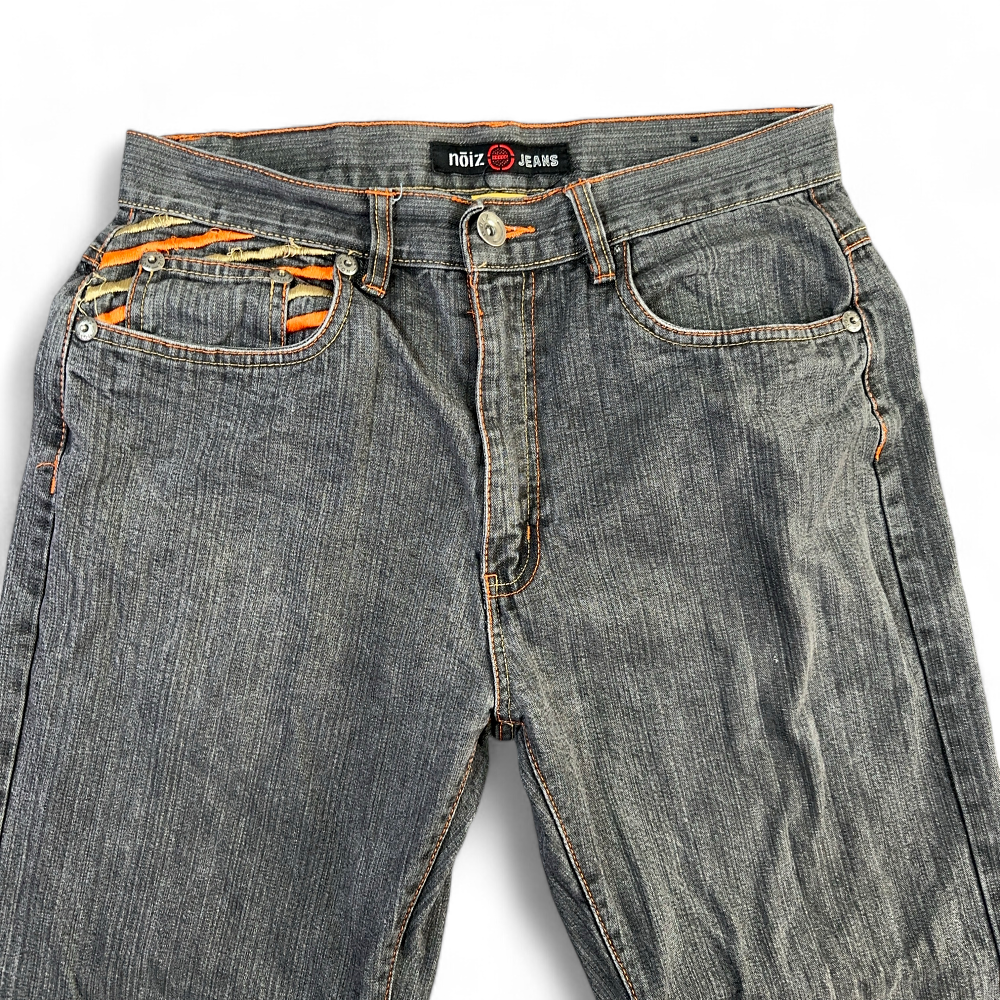 Vintage Noiz Jeans Gray Embroidered Skater Baggy Y2K Mens 32x29-3 Vintage Noiz Jeans Gray Embroidered Skater Baggy Y2K Mens 32x29