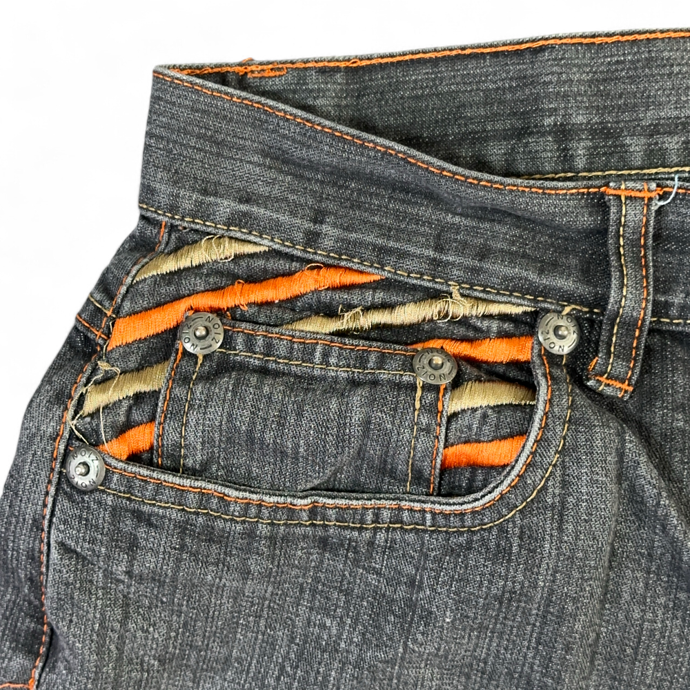 Vintage Noiz Jeans Gray Embroidered Skater Baggy Y2K Mens 32x29-5 Vintage Noiz Jeans Gray Embroidered Skater Baggy Y2K Mens 32x29