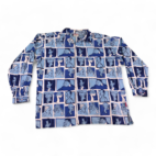 Vintage Platinum Fubu Shirt Blue Fat Albert Allover 90s Y2K Adult XXXL 3XL