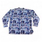Vintage Platinum Fubu Shirt Blue Fat Albert Allover 90s Y2K Adult XXXL 3XL