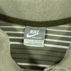 Nike Polo Shirt Brown Striped Spell Out Swoosh Y2K Adult LARGE