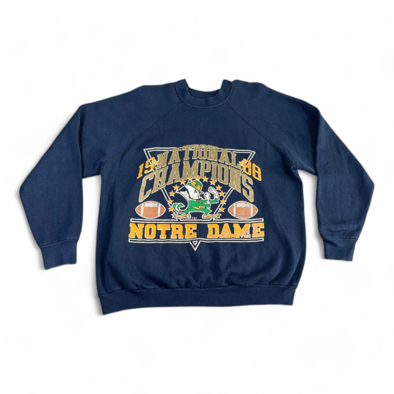 Vintage Notre Dame Sweater Blue Sweatshirt National Champions 1988 Adult LARGE