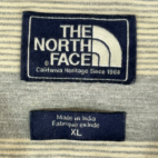 North Face Polo Shirt Gray Striped Pocket Adult LARGE