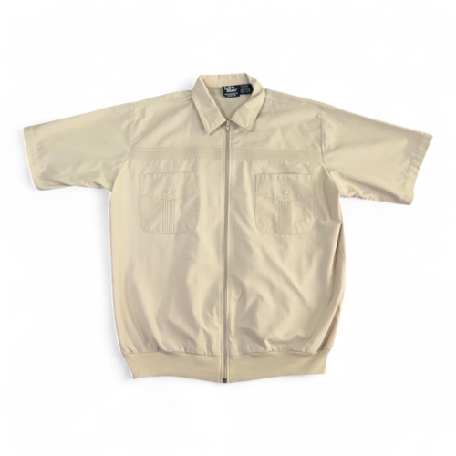 Vintage John Blair Guayabera Shirt Adult LARGE Brown Cuban Faux Zip Golf 90s