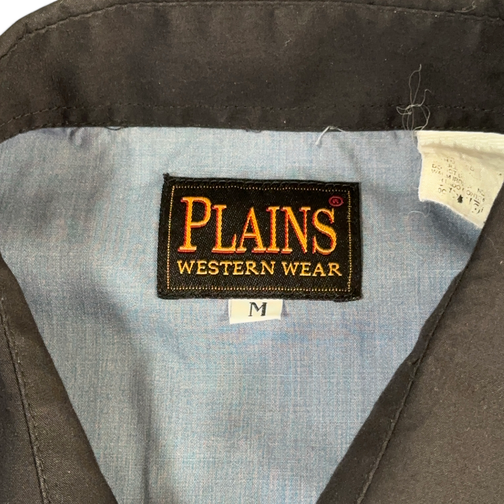Plains Western Shirt Blue Black Two Tone Smile Pocket Pearl Snap Adult MEDIUM