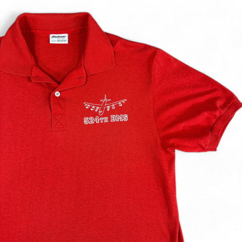 Vintage B-52 Stratofortress Polo Shirt Adult SMALL Red 524th Bomb Squadron USA