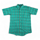 Vintage Manhattan Shirt Green Plaid Button Down 80s Adult MEDIUM