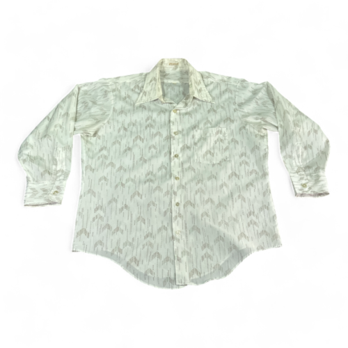 Vintage Disco Shirt Adult EXTRA LARGE White Ultressa Chevron Polyester Poly 70s