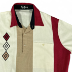 Vintage Alan Stewart Polo Shirt White Red Bowling Colorblock Banded 80s Adult LARGE