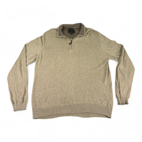JoS A Bank Reserve Sweater Brown Wool Cashmere Italy Quarter Zip Adult XXL