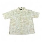 Vintage Rocawear Shirt White Brown Spell Out Polyester Club Button Up Y2K Adult EXTRA LARGE