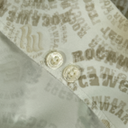 Vintage Rocawear Shirt White Brown Spell Out Polyester Club Button Up Y2K Adult EXTRA LARGE