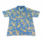 Vintage Greg Norman Polo Shirt Blue Floral Botanical Golf 90s Adult EXTRA LARGE