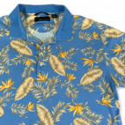 Vintage Greg Norman Polo Shirt Blue Floral Botanical Golf 90s Adult EXTRA LARGE