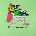 Vintage Cow Shirt Green Big Cowhuna Kahuna Beach Lifeguard Surfer 90s Adult EXTRA LARGE