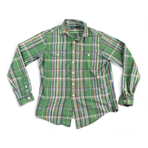 Vintage Ralph Lauren Shirt Green Plaid Flannel 90s Adult LARGE