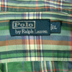 Vintage Ralph Lauren Shirt Green Plaid Flannel 90s Adult LARGE