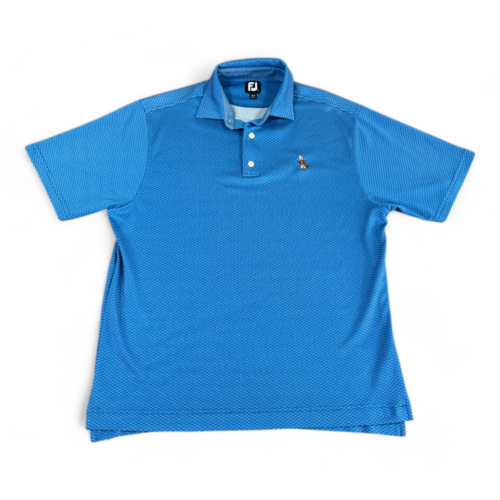 FootJoy Polo Shirt Blue White Dots Golf Caddy Adult LARGE