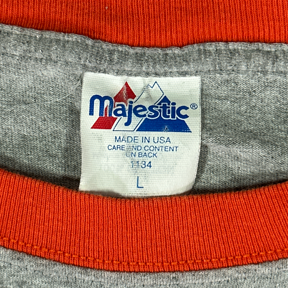 Vintage Tennessee Volunteers Shirt Gray Orange Ringer Majestic USA 90s Adult LARGE
