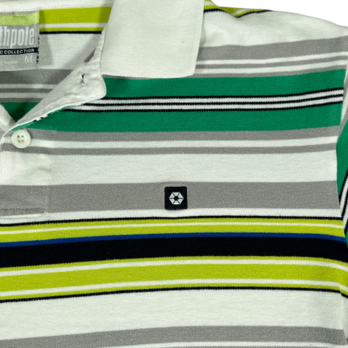 Vintage Southpole Polo Shirt Green Stripes Hip Hop Streetwear 90s Adult MEDIUM