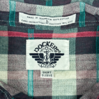 Vintage Dockers Shirt Green Black Plaid Button Up 80s Adult LARGE