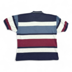 Vintage Knights of Round Table Polo Shirt White Blue Striped Crest 90s Adult MEDIUM