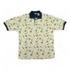 Vintage Bugle Boy Polo Shirt Brown Floral Dolphins 90s Adult LARGE