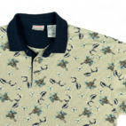 Vintage Bugle Boy Polo Shirt Brown Floral Dolphins 90s Adult LARGE