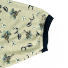 Vintage Bugle Boy Polo Shirt Brown Floral Dolphins 90s Adult LARGE