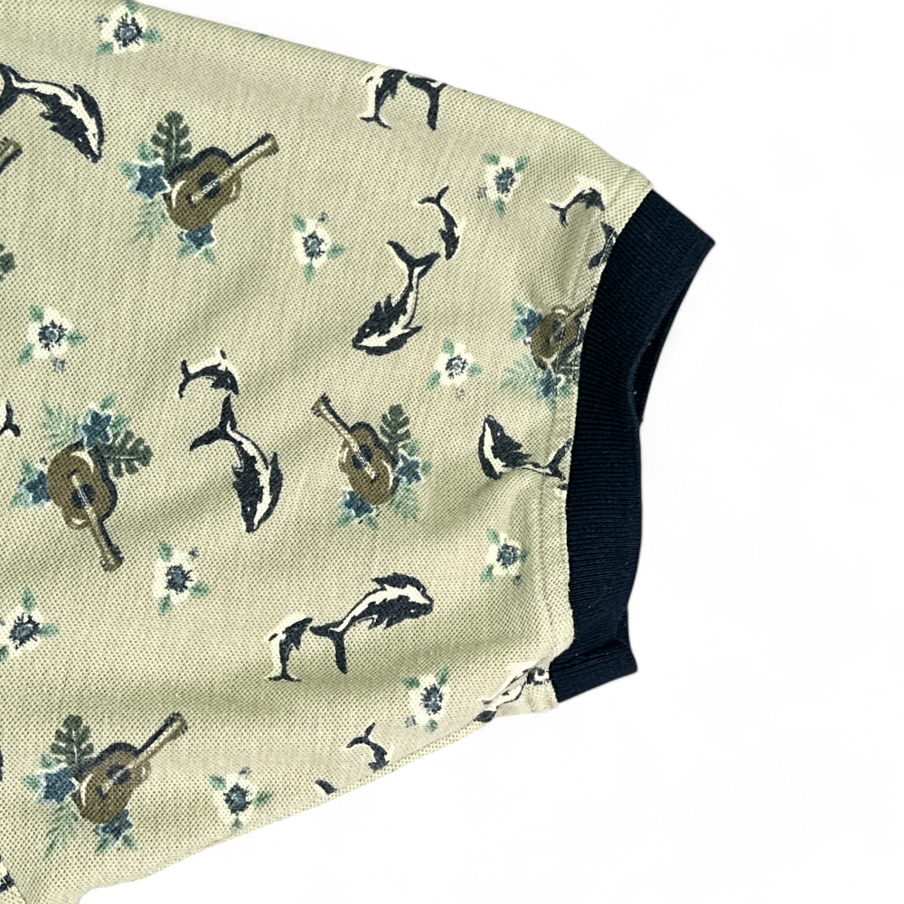 Vintage Bugle Boy Polo Shirt Brown Floral Dolphins 90s Adult LARGE-5 Vintage Bugle Boy Polo Shirt Brown Floral Dolphins 90s Adult LARGE