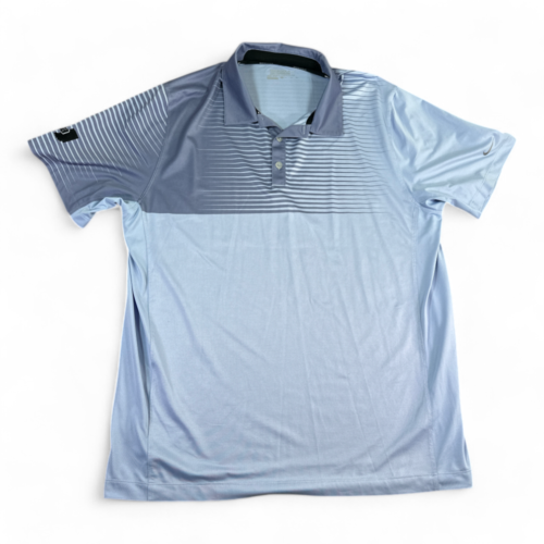 Nike Golf Polo Shirt Blue Striped Tour Performance Dri Fit Adult EXTRA LARGE