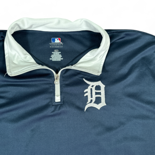 Detroit Tigers Shirt Blue White Zip Polo MLB Baseball Adult EXTRA LARGE TALL