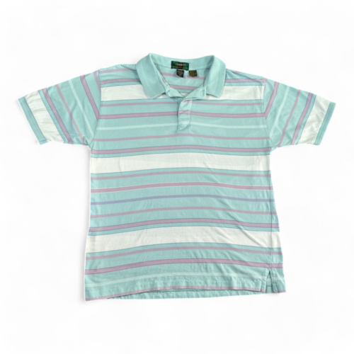 Vintage Alexander Julian Colours Polo Shirt Purple Green Stripes Pastel 90s Adult MEDIUM