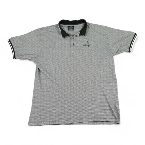 Vintage Chicago White Sox Polo Shirt Black White Checks 90s Adult EXTRA LARGE