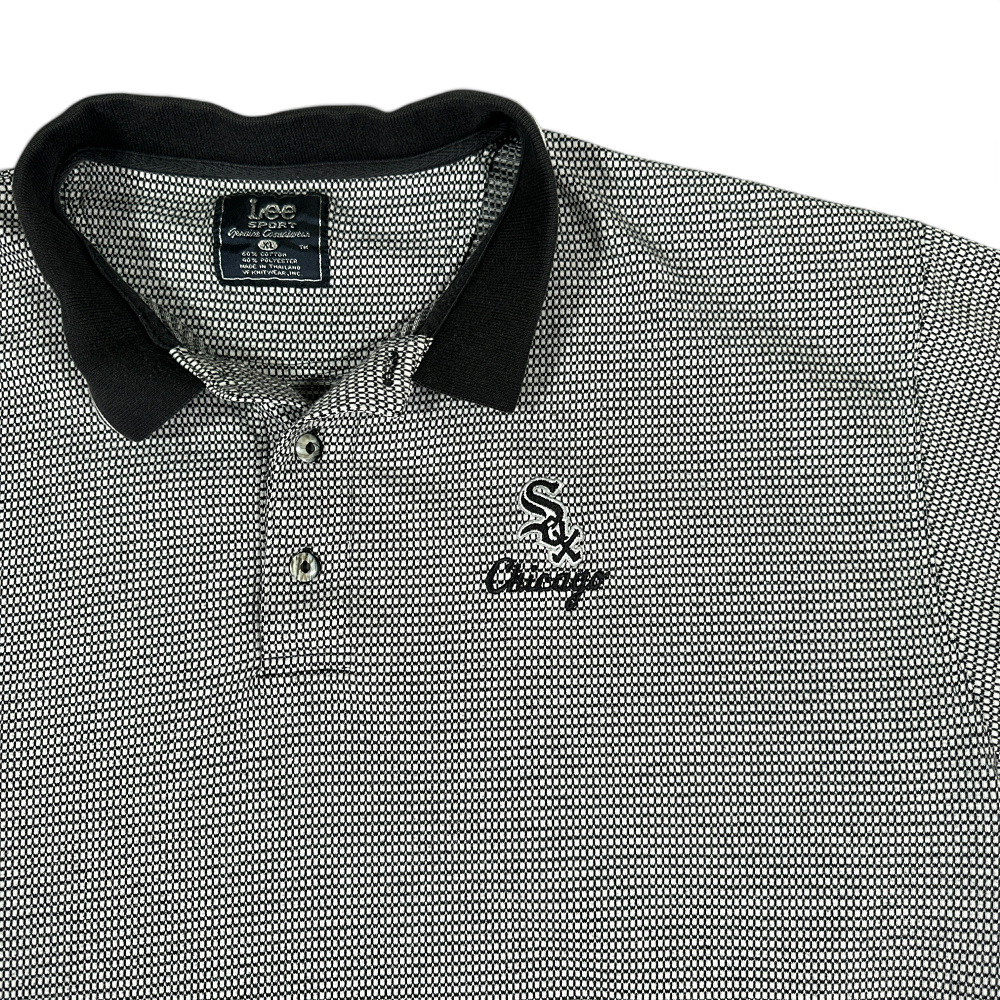 Vintage Chicago White Sox Polo Shirt Black White Checks 90s Adult EXTRA LARGE-2 Vintage Chicago White Sox Polo Shirt Black White Checks 90s Adult EXTRA LARGE