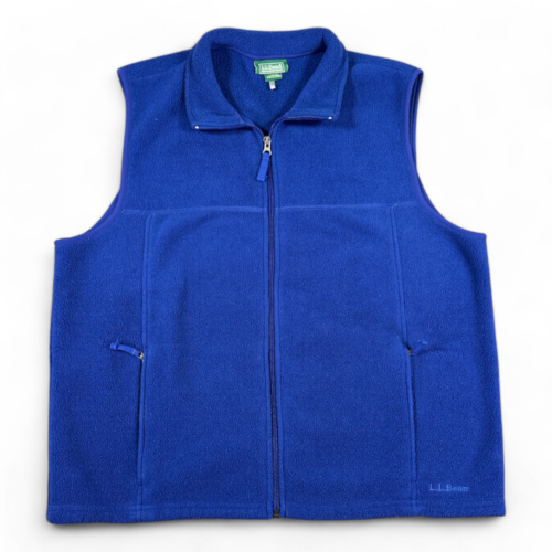LL Bean Vest Blue Fleece Polartec Zip Up Adult LARGE