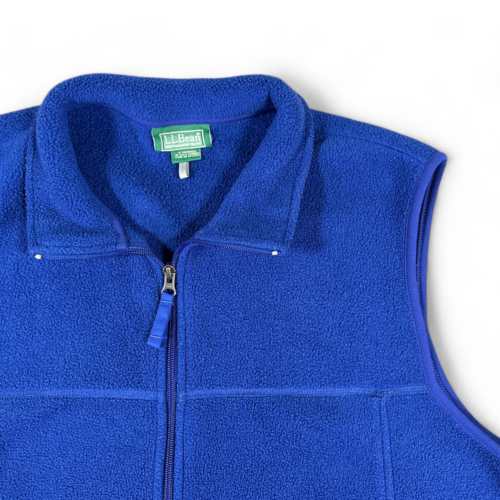 LL Bean Vest Blue Fleece Polartec Zip Up Adult LARGE