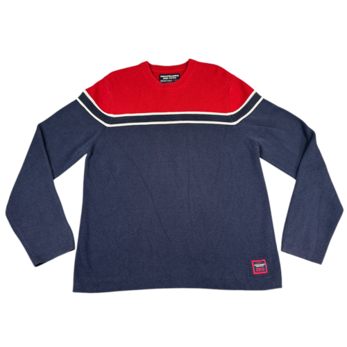 Vintage Abercrombie & Fitch Sweater Blue Red Y2K Two Tone Adult MEDIUM