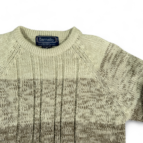 Vintage Barnaby Sweater Brown Cream Speckled Cable Knit 80s Adult SMALL