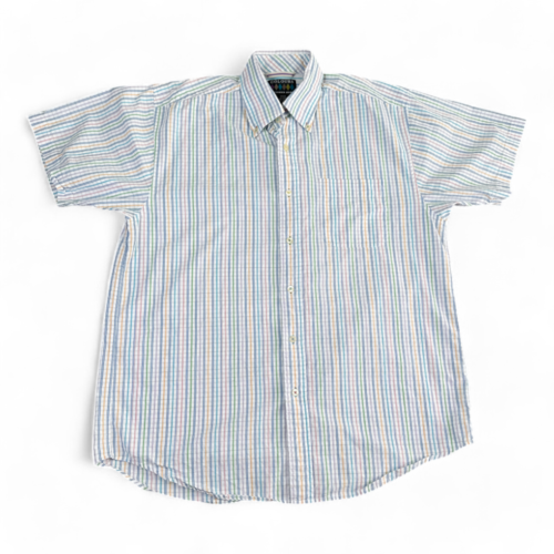 Colours By Alexander Julian Shirt White Purple Pastel Stripes Y2K Adult MEDIUM
