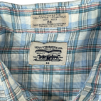 Vintage Levis Western Shirt Blue Plaid Pearl Snap Long Sleeve 80s Adult MEDIUM