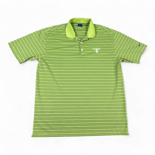 Nike Golf Polo Shirt Green Striped Dri Fit UV Robert Trent Jones Adult EXTRA LARGE