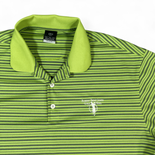 Nike Golf Polo Shirt Green Striped Dri Fit UV Robert Trent Jones Adult EXTRA LARGE