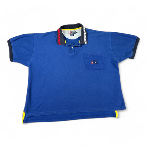 Vintage Chaps Ralph Lauren Golf Polo Shirt Blue Spell Out 90s Adult LARGE