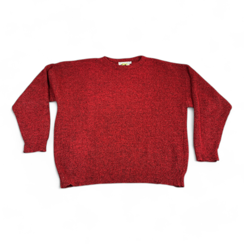 Vintage Le Tigre Sweater Red Black Speckled Chunky 90s Adult XXL 2XL