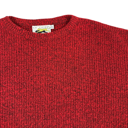 Vintage Le Tigre Sweater Red Black Speckled Chunky 90s Adult XXL 2XL