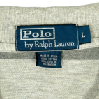 Vintage Ralph Lauren Polo Shirt Gray Stripe Monochrome Small Pony 90s Adult LARGE